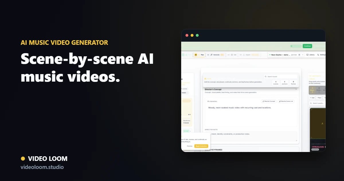 Scene-by-scene AI music video storyboard with shot prompts in Video Loom