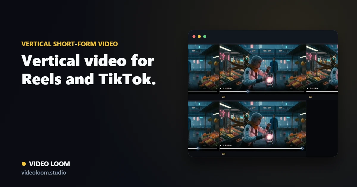 Video Loom 9:16 vertical short-form project with captions and scene takes
