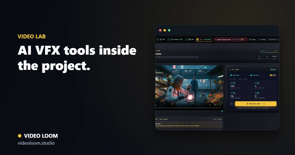 Video Loom Video Lab applying AI effects to a generated clip