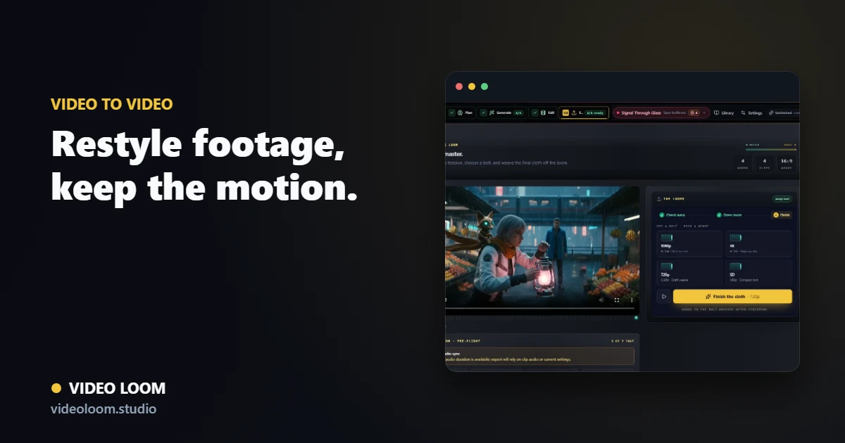 Video Loom video-to-video restyle of imported source footage